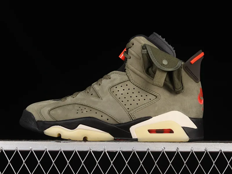 All Categories Air Jordan Jordan Series Basketball Shoes Air Jordan 6 LJR Version Travis Scott x Air Jordan 6 AJ6 TS Joint Pocket Army Green Basketball Shoes CN1084-200
